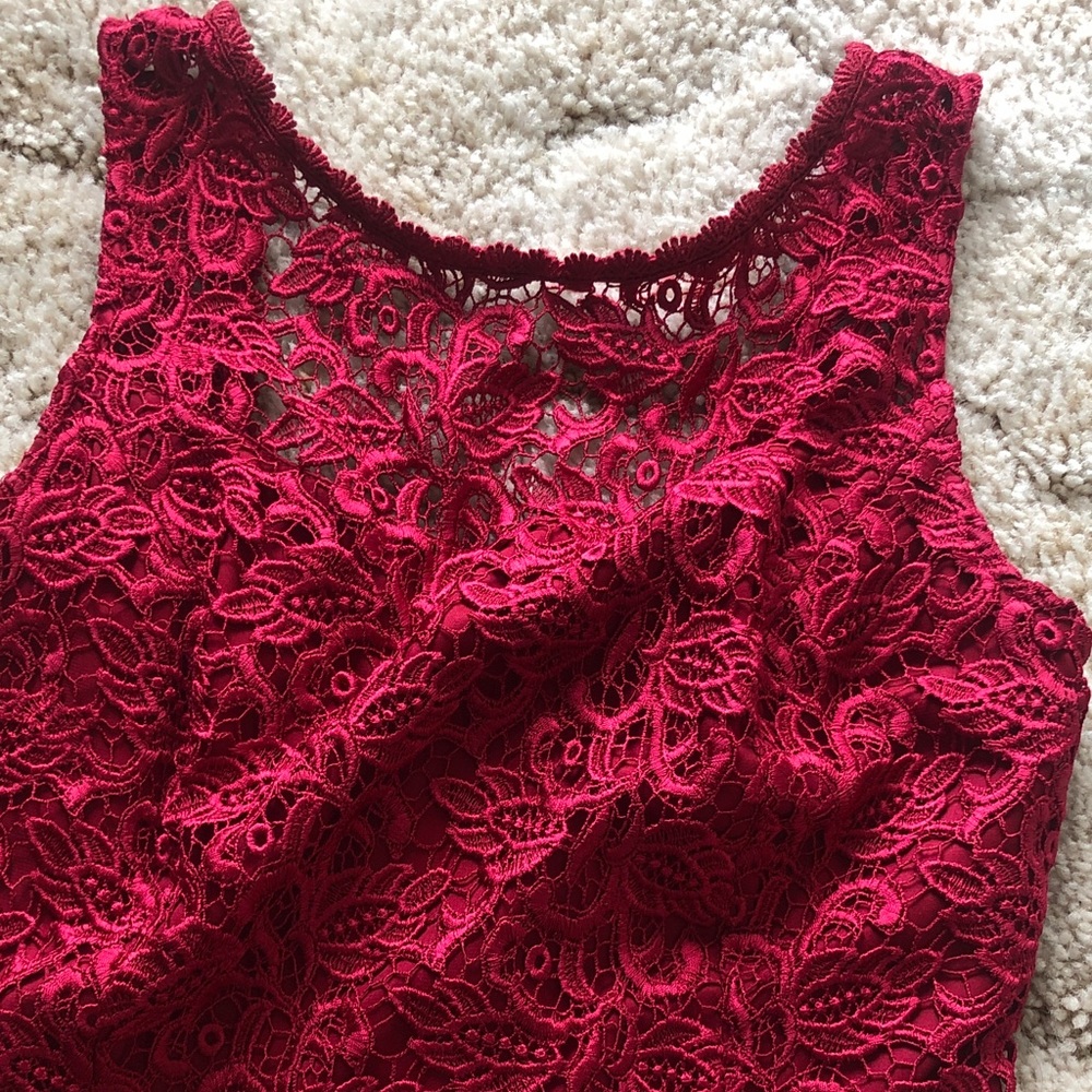 White House Black Market Red & Navy Lace Midi Sheath Dresses - Picture 3 of 12